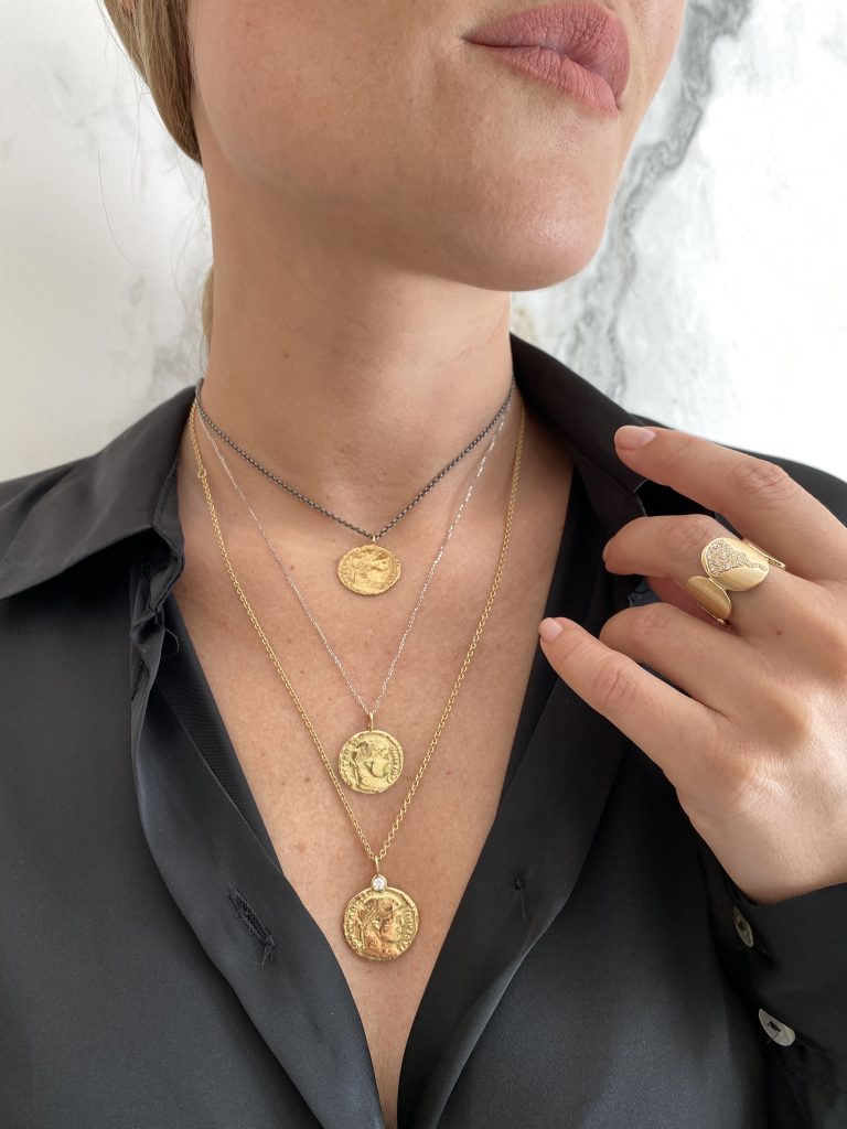 gold necklaces with coin